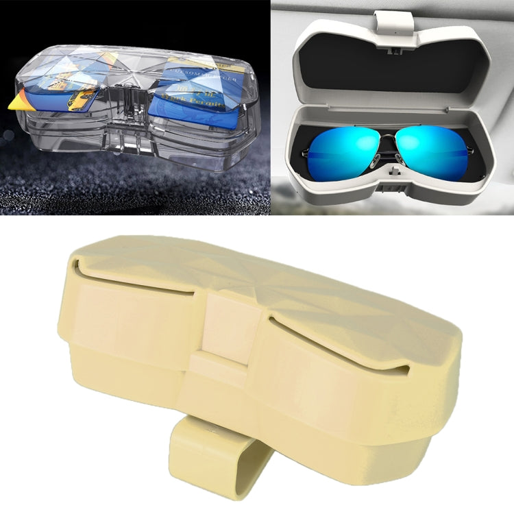 Car Multi-functional Glasses Case Sunglasses Storage Holder with Card Slot, Diamond Style (Beige) by buy2fix