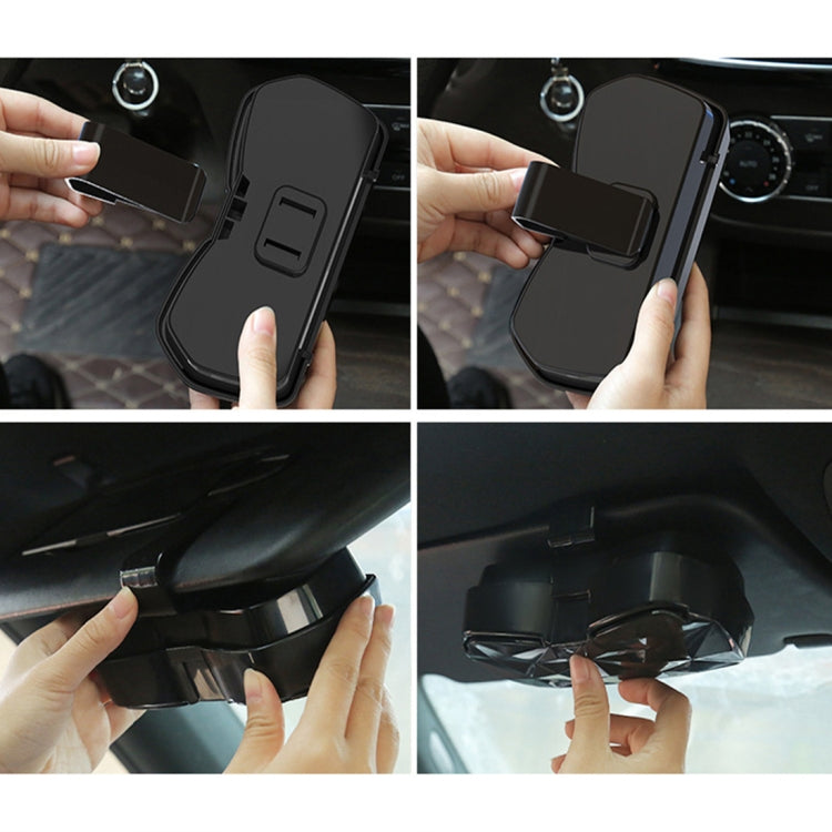 Car Multi-functional Glasses Case Sunglasses Storage Holder with Card Slot, Diamond Style (Beige) by buy2fix