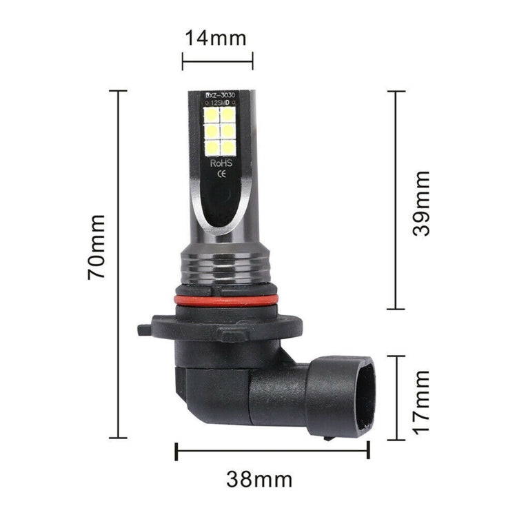 2 PCS 9006 DC12V-24V / 12W / 3000K / 800LM 12LEDs SMD-3030 Car LED Fog Light (White Light) - Fog / Driving Lights by buy2fix | Online Shopping UK | buy2fix