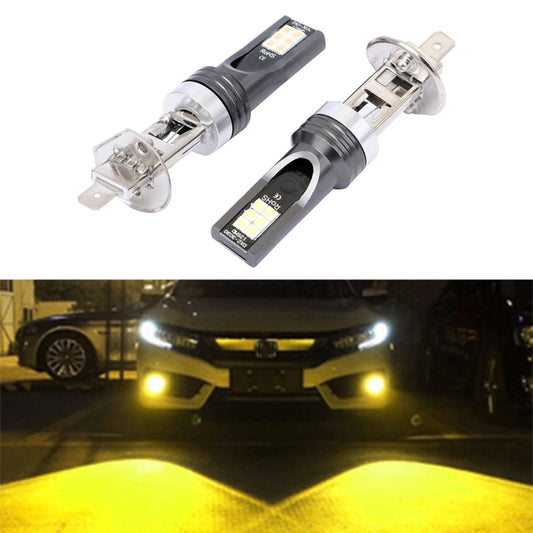 2 PCS H1 DC12V-24V / 12W / 3000K / 800LM 12LEDs SMD-3030 Car LED Fog Light (Yellow Light) - Fog / Driving Lights by buy2fix | Online Shopping UK | buy2fix