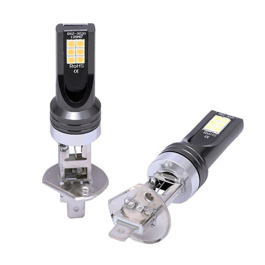 2 PCS H1 DC12V-24V / 12W / 3000K / 800LM 12LEDs SMD-3030 Car LED Fog Light (Yellow Light) - Fog / Driving Lights by buy2fix | Online Shopping UK | buy2fix