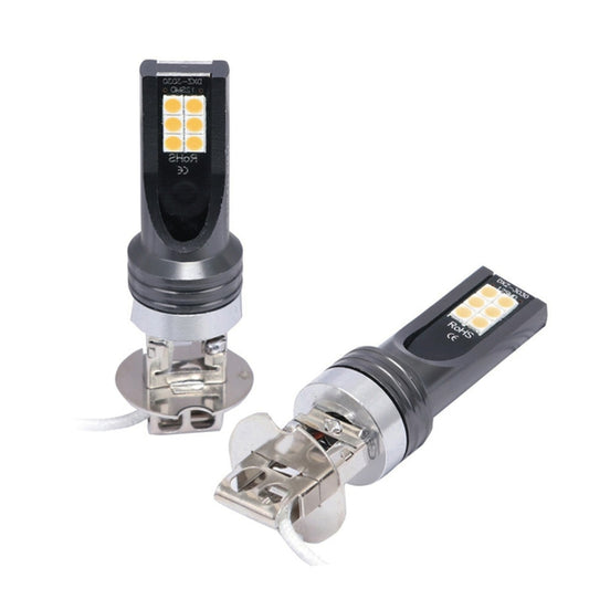 2 PCS H3 DC12V-24V / 12W / 3000K / 800LM 12LEDs SMD-3030 Car LED Fog Light (Yellow Light) - Fog / Driving Lights by buy2fix | Online Shopping UK | buy2fix