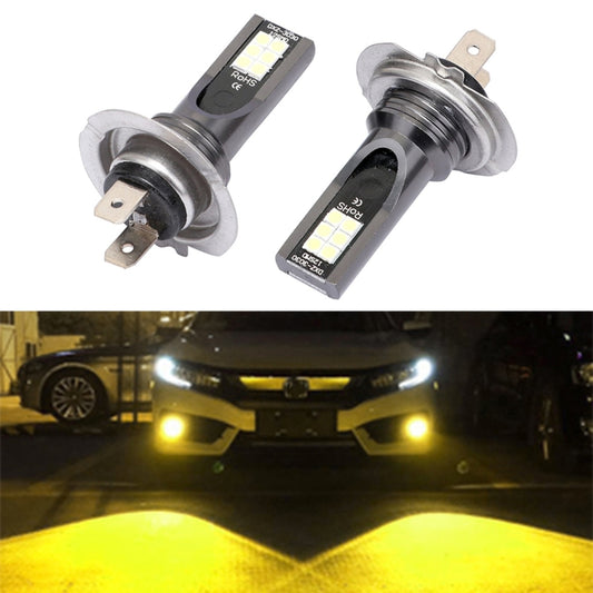2 PCS H7 DC12V-24V / 12W / 3000K / 800LM 12LEDs SMD-3030 Car LED Fog Light (Yellow Light) - Fog / Driving Lights by buy2fix | Online Shopping UK | buy2fix