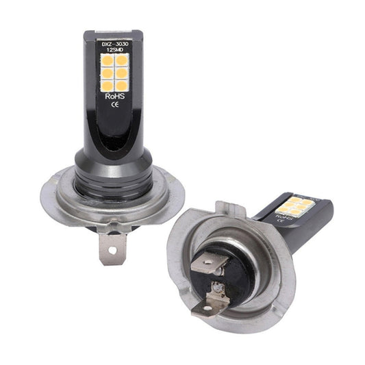 2 PCS H7 DC12V-24V / 12W / 3000K / 800LM 12LEDs SMD-3030 Car LED Fog Light (Yellow Light) - Fog / Driving Lights by buy2fix | Online Shopping UK | buy2fix
