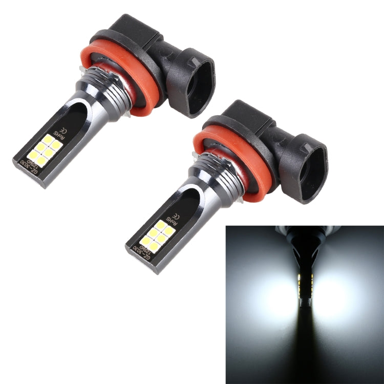 2 PCS H11 / H8 DC12V-24V / 12W / 3000K / 800LM 12LEDs SMD-3030 Car LED Fog Light (White Light) by buy2fix