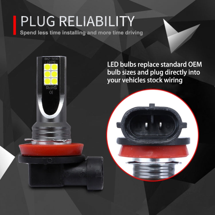 2 PCS H11 / H8 DC12V-24V / 12W / 3000K / 800LM 12LEDs SMD-3030 Car LED Fog Light (White Light) by buy2fix