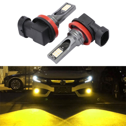 2 PCS H11 / H8 DC12V-24V / 12W / 3000K / 800LM 12LEDs SMD-3030 Car LED Fog Light (Yellow Light) - Fog / Driving Lights by buy2fix | Online Shopping UK | buy2fix