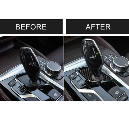 Car Carbon Fiber Gear Lever Lower Panel Decorative Sticker for BMW 5 Series G38 528Li / 530Li / 540Li 2018, Left Drive by buy2fix