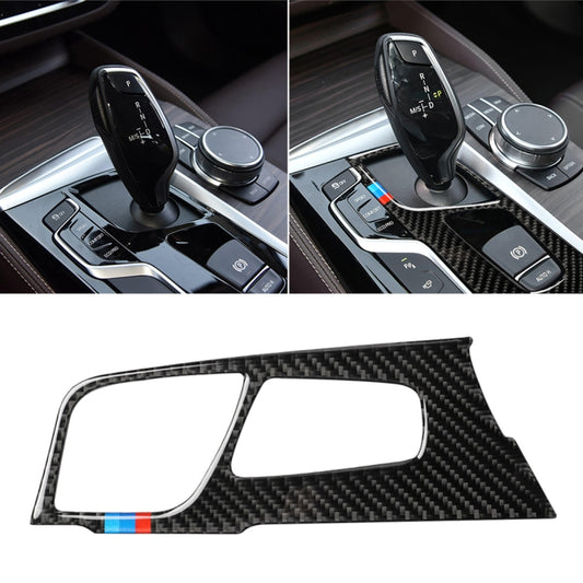 Car Tricolor Carbon Fiber Gear Position Panel Decorative Sticker for BMW 5 Series G38 528Li / 530Li / 540Li 2018, Left Drive by buy2fix