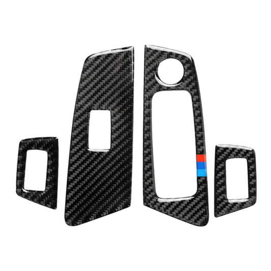 Car Tricolor Carbon Fiber Door Window Lift Panel Decorative Sticker for , Left DriveMW 5 Series G38 528Li / 530Li / 540Li 2018 by buy2fix