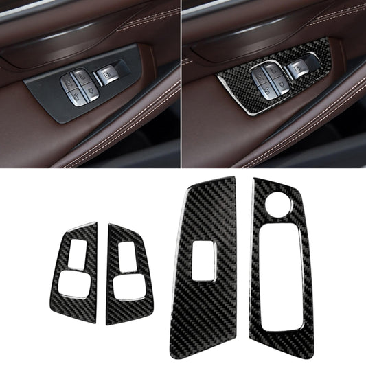 Car Carbon Fiber Door Window Lift Panel Decorative Sticker for BMW 5 Series G38 528Li / 530Li / 540Li 2018, Left Drive by buy2fix