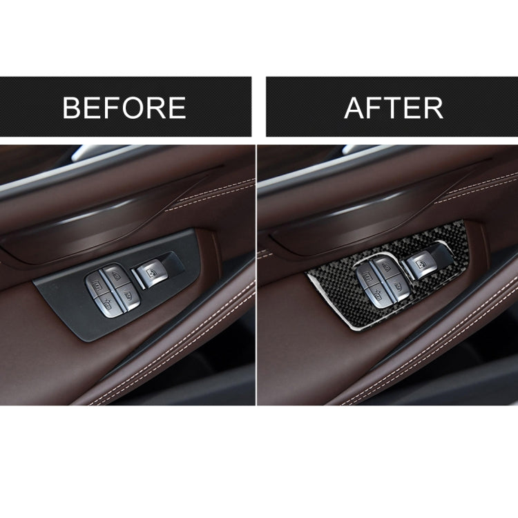 Car Carbon Fiber Door Window Lift Panel Decorative Sticker for BMW 5 Series G38 528Li / 530Li / 540Li 2018, Left Drive by buy2fix