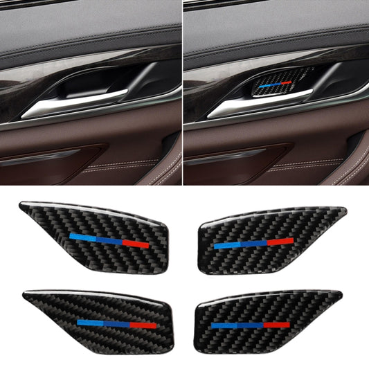 4 PCS Car Tricolor Carbon Fiber Door Inner Handle Wrist Panel Decorative Sticker for BMW 5 Series G38 528Li / 530Li / 540Li 2018 - Car Interior Mouldings by buy2fix | Online Shopping UK | buy2fix