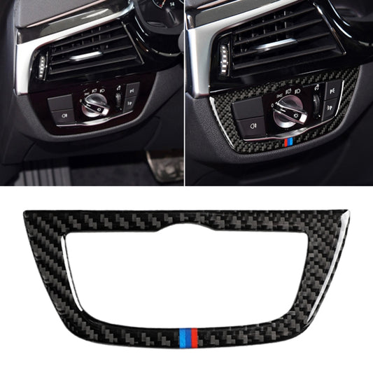 Car Tricolor Carbon Fiber Headlight Switch Frame Decorative Sticker for BMW 5 Series G38 528Li / 530Li / 540Li 2018 by buy2fix