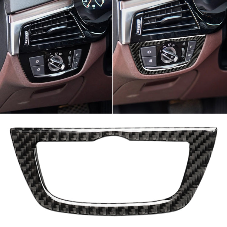 Car Carbon Fiber Headlight Switch Frame Decorative Sticker for BMW 5 Series G38 528Li / 530Li / 540Li 2018 by buy2fix
