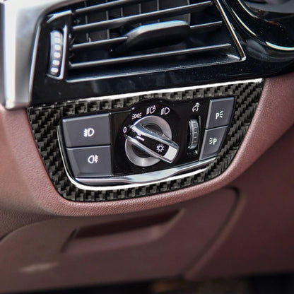 Car Carbon Fiber Headlight Switch Frame Decorative Sticker for BMW 5 Series G38 528Li / 530Li / 540Li 2018 by buy2fix