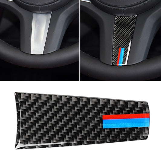 Car Tricolor Carbon Fiber Steering Wheel Decorative Sticker for BMW 5 Series G30/G38 X3 G01/G08 by buy2fix