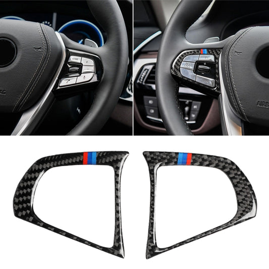 Car Tricolor Carbon Fiber Steering Wheel Button Configuration B Decorative Sticker for BMW 5 Series G30/G38 X3 G01/G08 by buy2fix