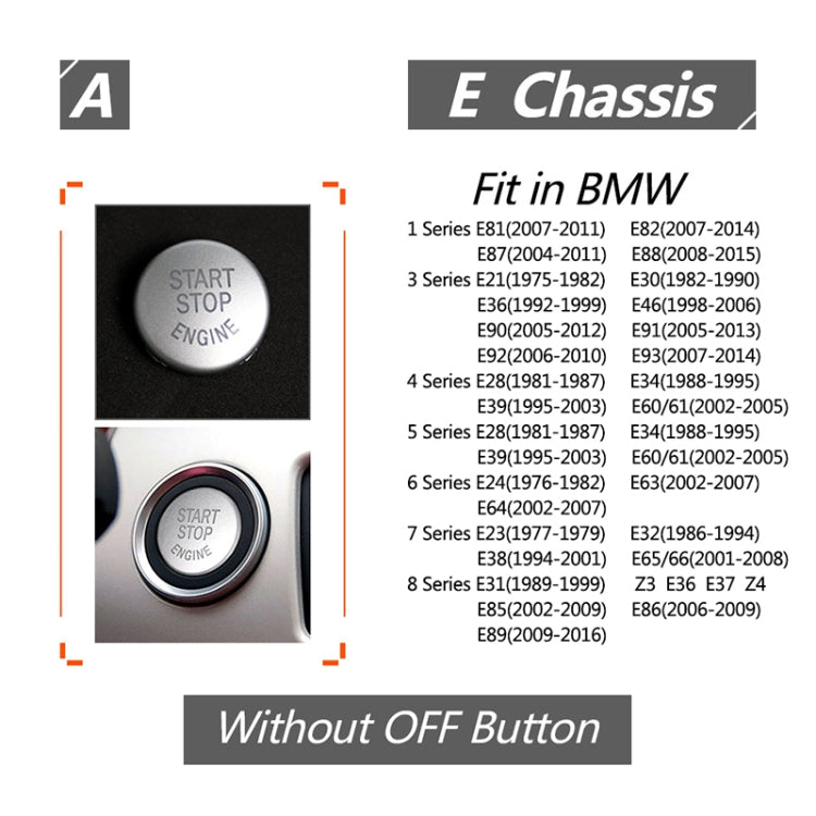 Car Engine Start Key Push Button Cover for BMW E90 Chassis (Silver) by buy2fix