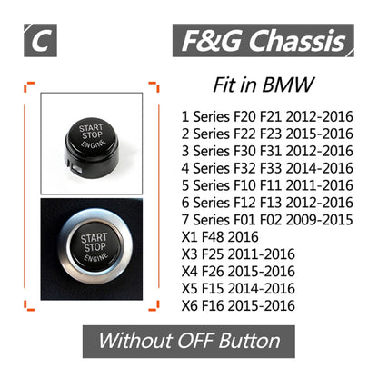 Car Engine Start Key Push Button Cover for BMW G / F Chassis, without Start and Stop (Black) by buy2fix