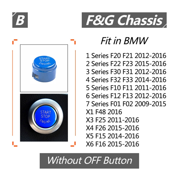 Car Engine Start Key Push Button Cover for BMW G / F Chassis, without Start and Stop (Blue) by buy2fix