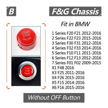 Car Engine Start Key Push Button Cover for BMW G / F Chassis, without Start and Stop (Red) by buy2fix