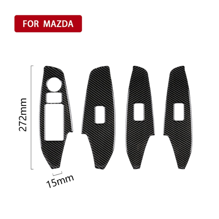 Car Carbon Fiber Left Drive Window Lift Panel Decorative Sticker for Mazda Axela 2014 / 2017-2018 by buy2fix