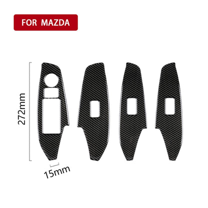 Car Carbon Fiber Left Drive Window Lift Panel Decorative Sticker for Mazda Axela 2014 / 2017-2018 by buy2fix