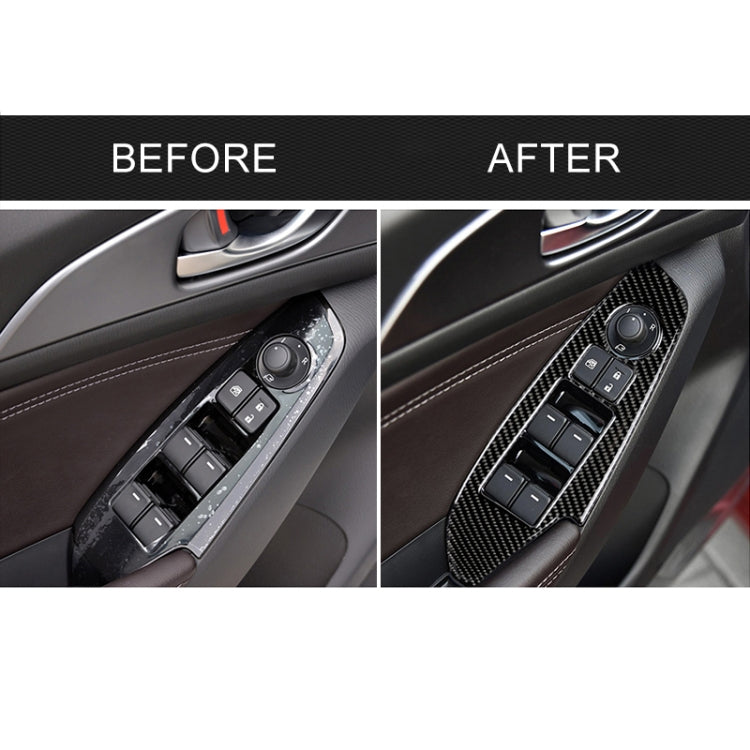 Car Carbon Fiber Left Drive Window Lift Panel Decorative Sticker for Mazda Axela 2014 / 2017-2018 by buy2fix