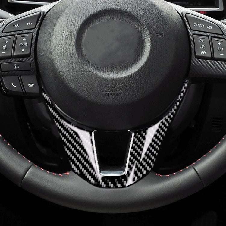 Car Carbon Fiber Steering Wheel Decorative Sticker for Mazda Axela 2014-2016 by buy2fix