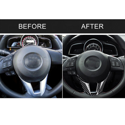 Car Carbon Fiber Steering Wheel Decorative Sticker for Mazda Axela 2014-2016 by buy2fix
