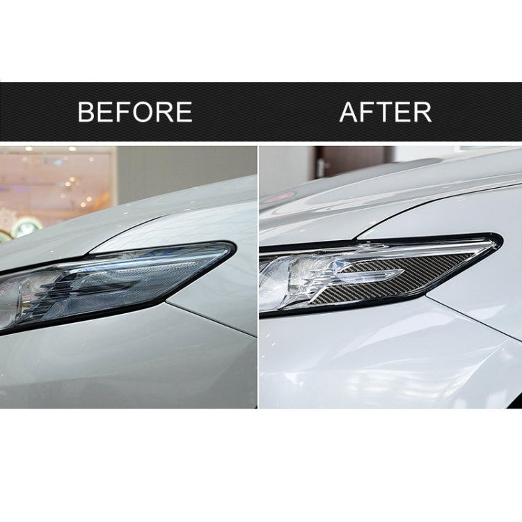 2 PCS Car Carbon Fiber Headlight Decorative Sticker for Toyota Eighth Generation Camry 2018-2019 by buy2fix