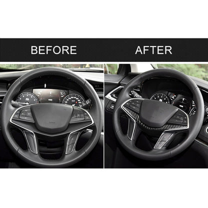 Car Carbon Fiber Steering Wheel Decorative Sticker for Cadillac XT5 2016-2017 by buy2fix