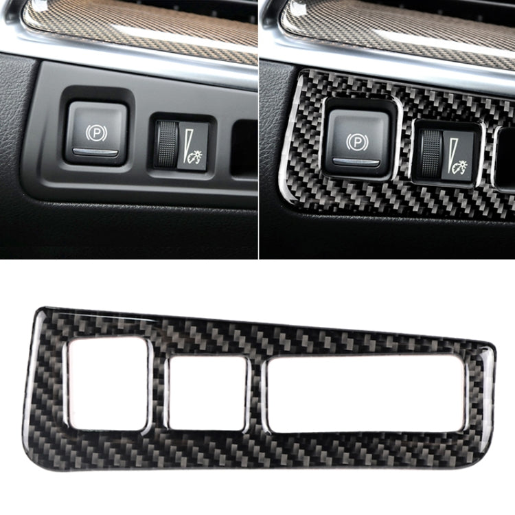 Car Carbon Fiber Headlight Switch Frame Decorative Sticker for Cadillac XT5 2016-2017, High Version, Left Drive by buy2fix