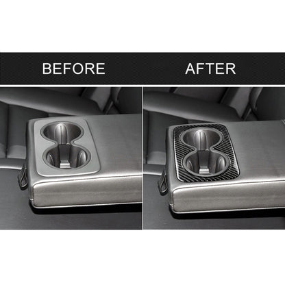 Car Carbon Fiber Rear Armrest Water Cup Decorative Sticker for Cadillac XT5 2016-2017 by buy2fix