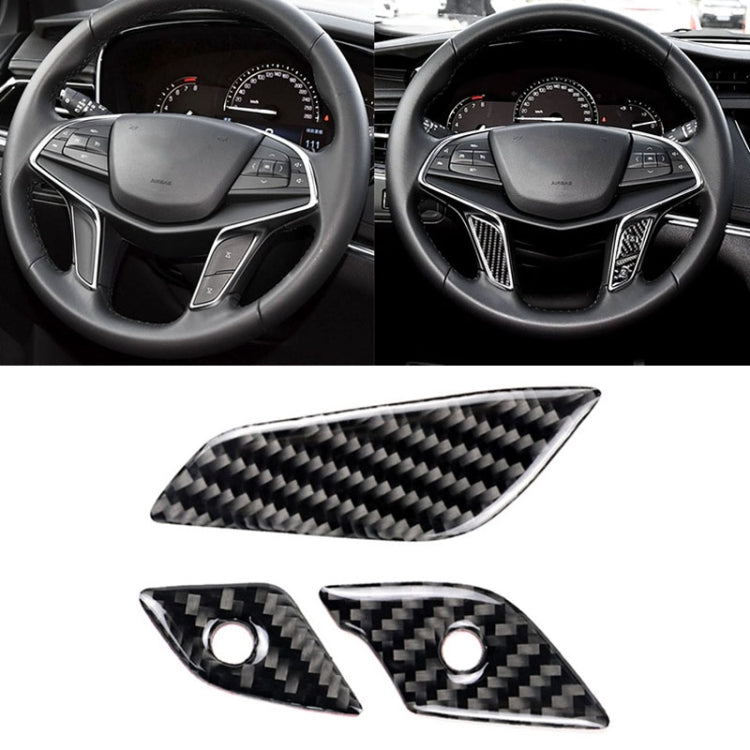 Car Carbon Fiber Steering Wheel Button Decorative Sticker for Cadillac XT5 2016-2017 by buy2fix