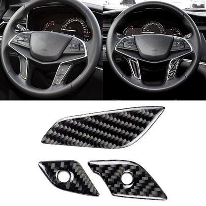 Car Carbon Fiber Steering Wheel Button Decorative Sticker for Cadillac XT5 2016-2017 by buy2fix