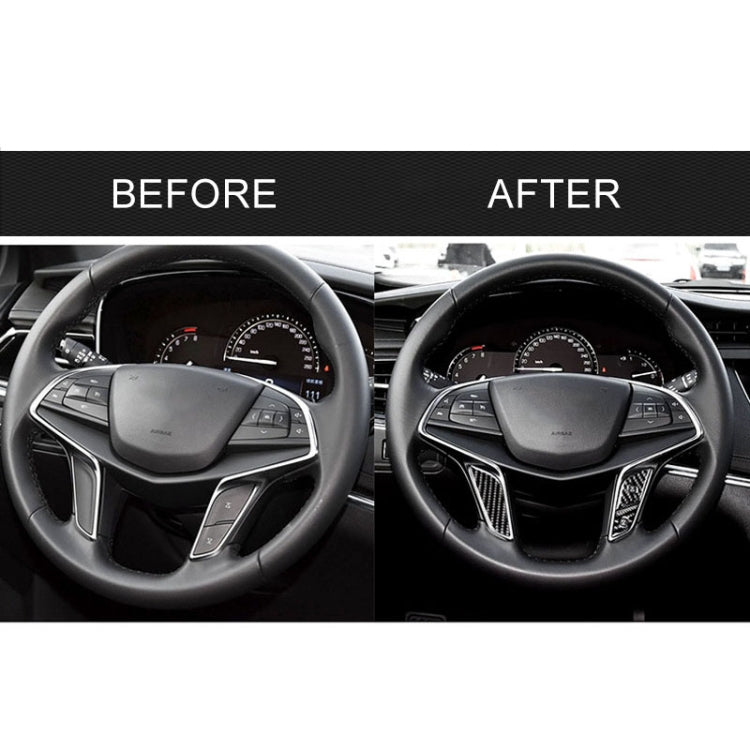 Car Carbon Fiber Steering Wheel Button Decorative Sticker for Cadillac XT5 2016-2017 by buy2fix