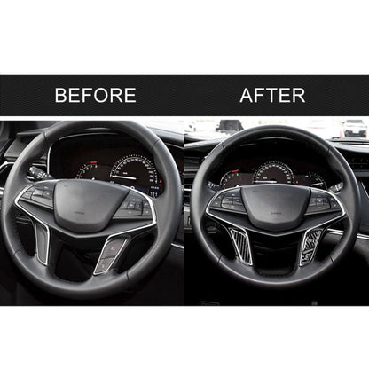 Car Carbon Fiber Steering Wheel Button Decorative Sticker for Cadillac XT5 2016-2017 by buy2fix