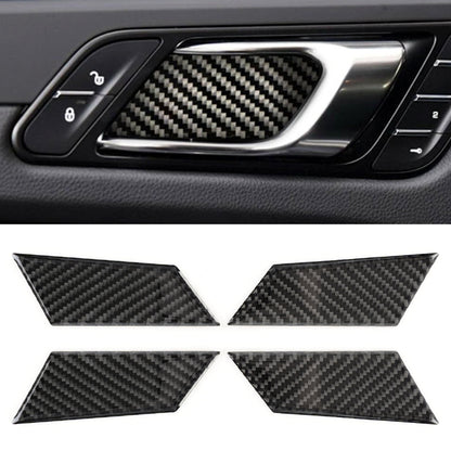 4 PCS Carbon Fiber Car Inner Door Bowl Decorative Sticker for Porsche Macan - Car Interior Mouldings by buy2fix | Online Shopping UK | buy2fix