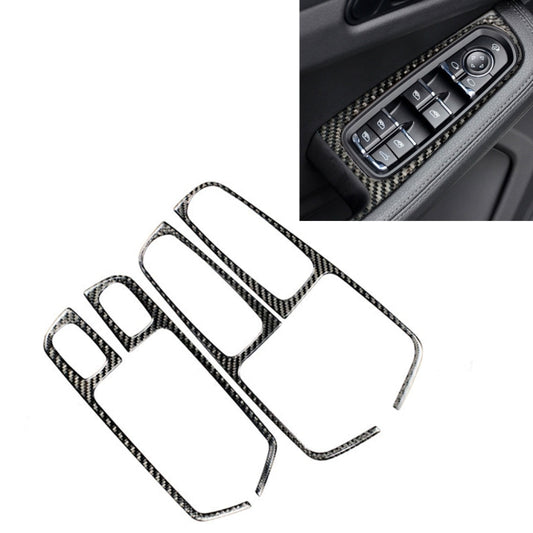 4 PCS Carbon Fiber Car Window Button Panel Decorative Sticker for Porsche Macan - Car Interior Mouldings by buy2fix | Online Shopping UK | buy2fix