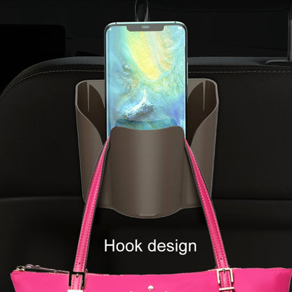 Car Back Seat Hook Trash Rubbish Garbage Can Mobile Phone Holder Storage Box (Brown) by buy2fix