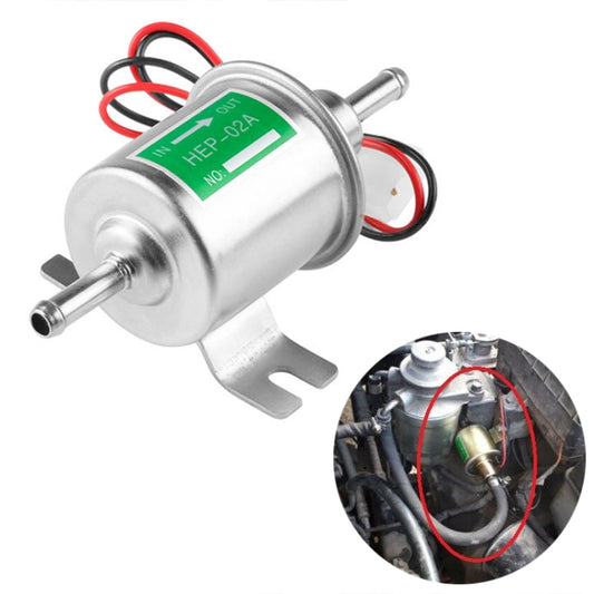 HEP-02A Universal Car 24V Fuel Pump Inline Low Pressure Electric Fuel Pump (Silver) - Engine Fittings by buy2fix | Online Shopping UK | buy2fix