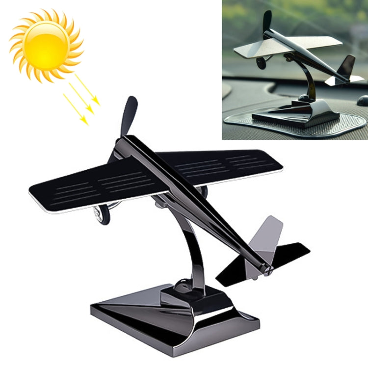 Car Interior Decoration Accessories Aircraft Model Ornaments Propeller Rotating Solar Energy Ornament (Black) by buy2fix