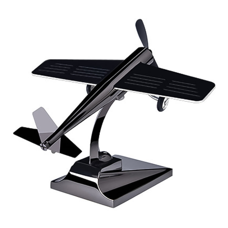 Car Interior Decoration Accessories Aircraft Model Ornaments Propeller Rotating Solar Energy Ornament (Black) by buy2fix