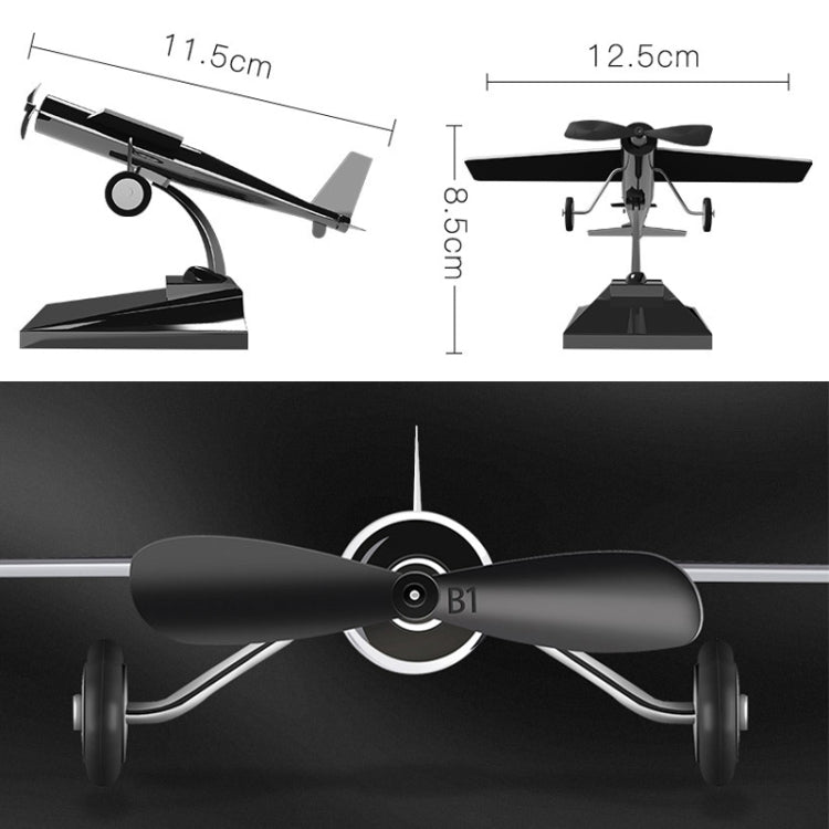 Car Interior Decoration Accessories Aircraft Model Ornaments Propeller Rotating Solar Energy Ornament (Black) by buy2fix