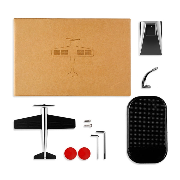 Car Interior Decoration Accessories Aircraft Model Ornaments Propeller Rotating Solar Energy Ornament (Black) by buy2fix