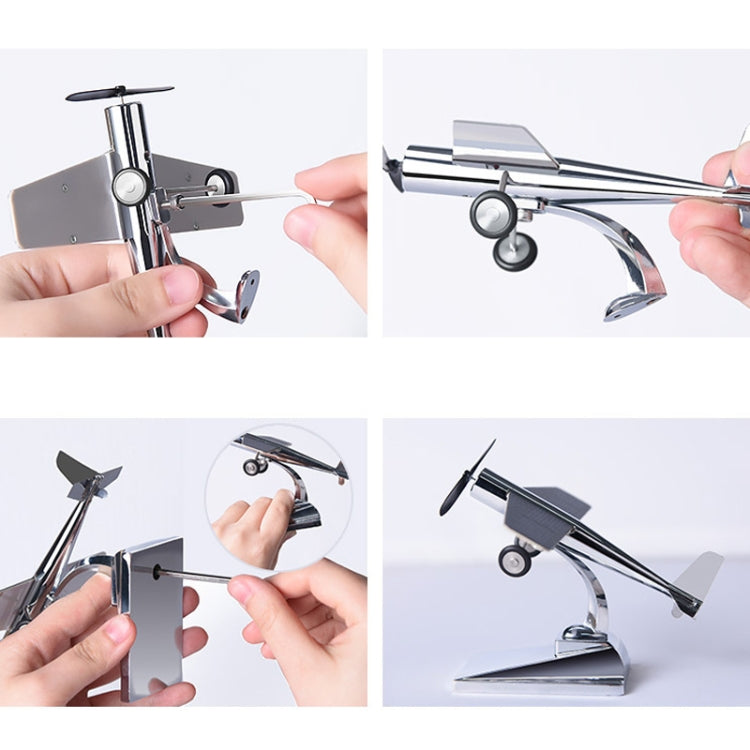 Car Interior Decoration Accessories Aircraft Model Ornaments Propeller Rotating Solar Energy Ornament (Black) by buy2fix