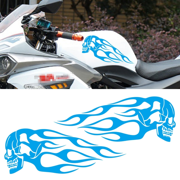 Motorcycle Styling Skull Head PVC Sticker Auto Decorative Sticker (Blue) by buy2fix