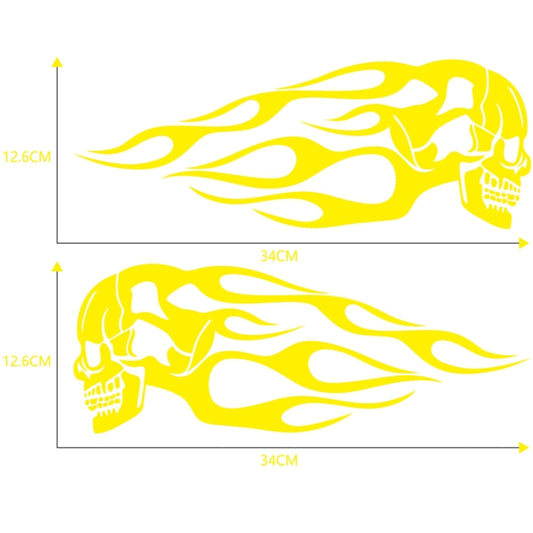 Motorcycle Styling Skull Head PVC Sticker Auto Decorative Sticker (Yellow) by buy2fix